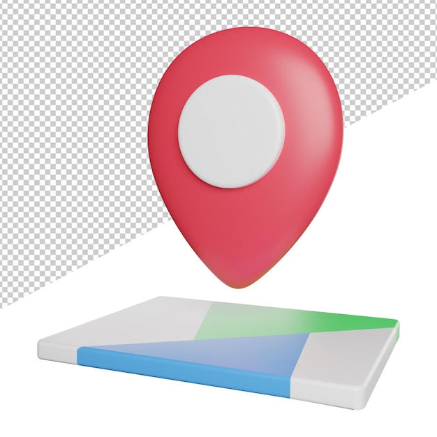 Segnaposto posizione pin mappa vista laterale icona 3d rendering illustrazione su sfondo trasparente