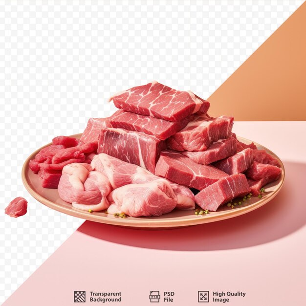 PSD Помещение необработанного мяса на тарелку для горячей кастрюли