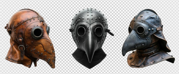 PSD plague doctor mask isolated on transparent background generative ai