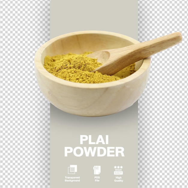 PSD plai phlai zingiber cassumunar powder in wooden bowl