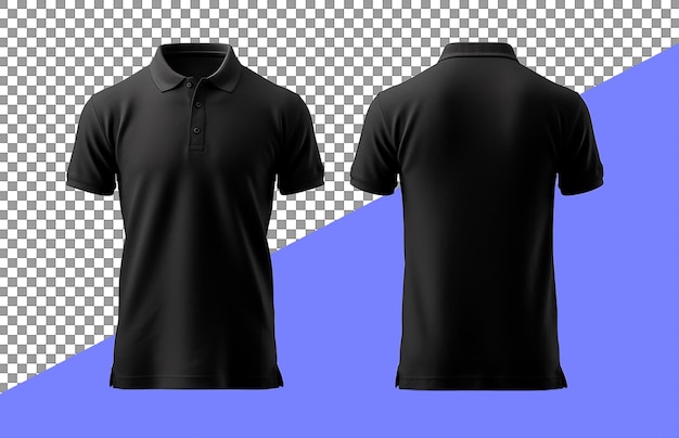 Premium PSD | Plain black polo shirt design with front and back view