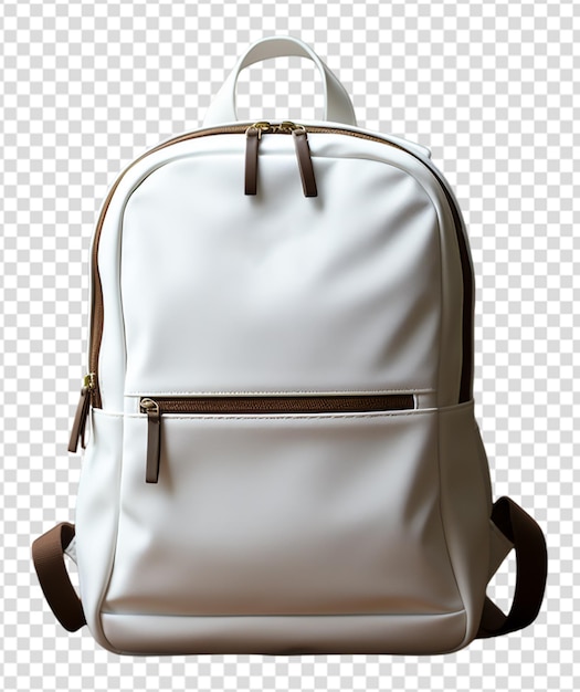 PSD plain white backpack mockup with transparent background