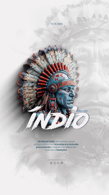 PSD plakat dla indian z rodzimym kapeluszem brazylii