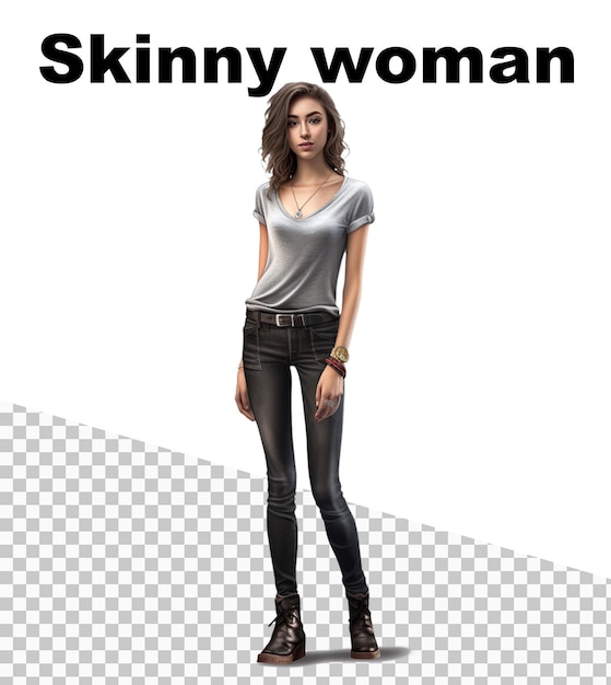 PSD plakat dla szczupłej kobiety przedstawia kobietę w koszuli i dżinsach.