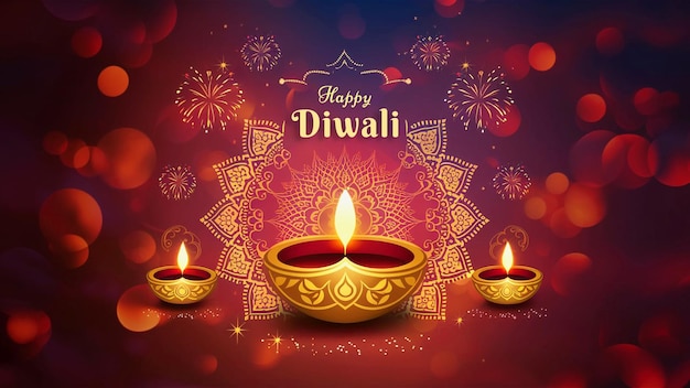 Plakat festiwalu świateł Diwali w tle