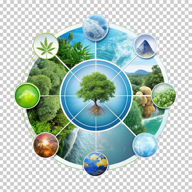 PSD plakat globalnego ocieplenia z drzewem na ziemi na przezroczystym tle