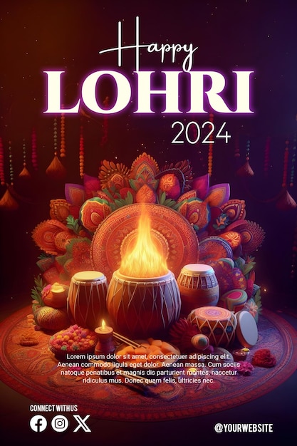 Plakat Lohri z pięknym tłem