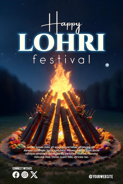 PSD plakat lohri z pięknym tłem