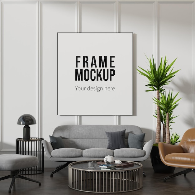 Plakat makieta z czarną cienką ramką