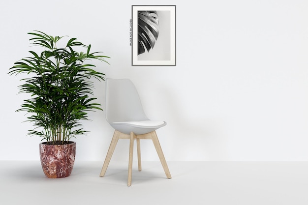 Plakat makiety w nowoczesnym stylu salonu z pustą ścianą