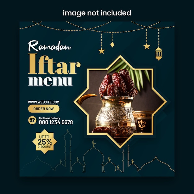 Plakat Menu Ramadan Weightwa Ze Złotym Wzorem.