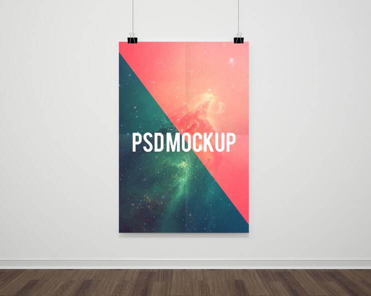 Plakat na białej ścianie makieta