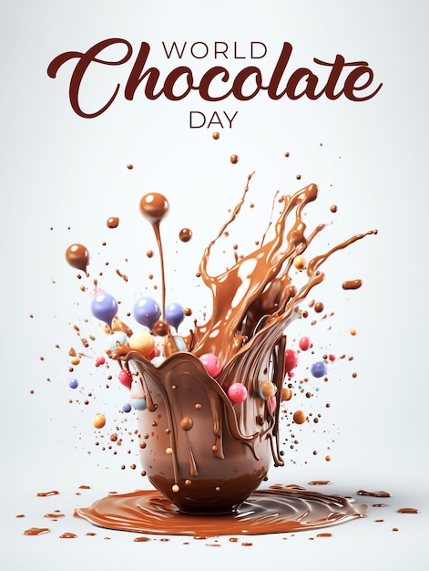 PSD plakat na czekoladowy dzień z odrobiną czekolady