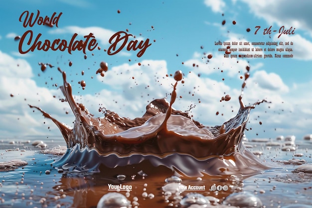 PSD plakat na dzień czekolady z obrazem ciasta czekoladowego