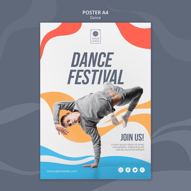 PSD plakat na festiwal tańca