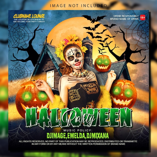 plakat na halloween z kobietą w kostiumie halloween