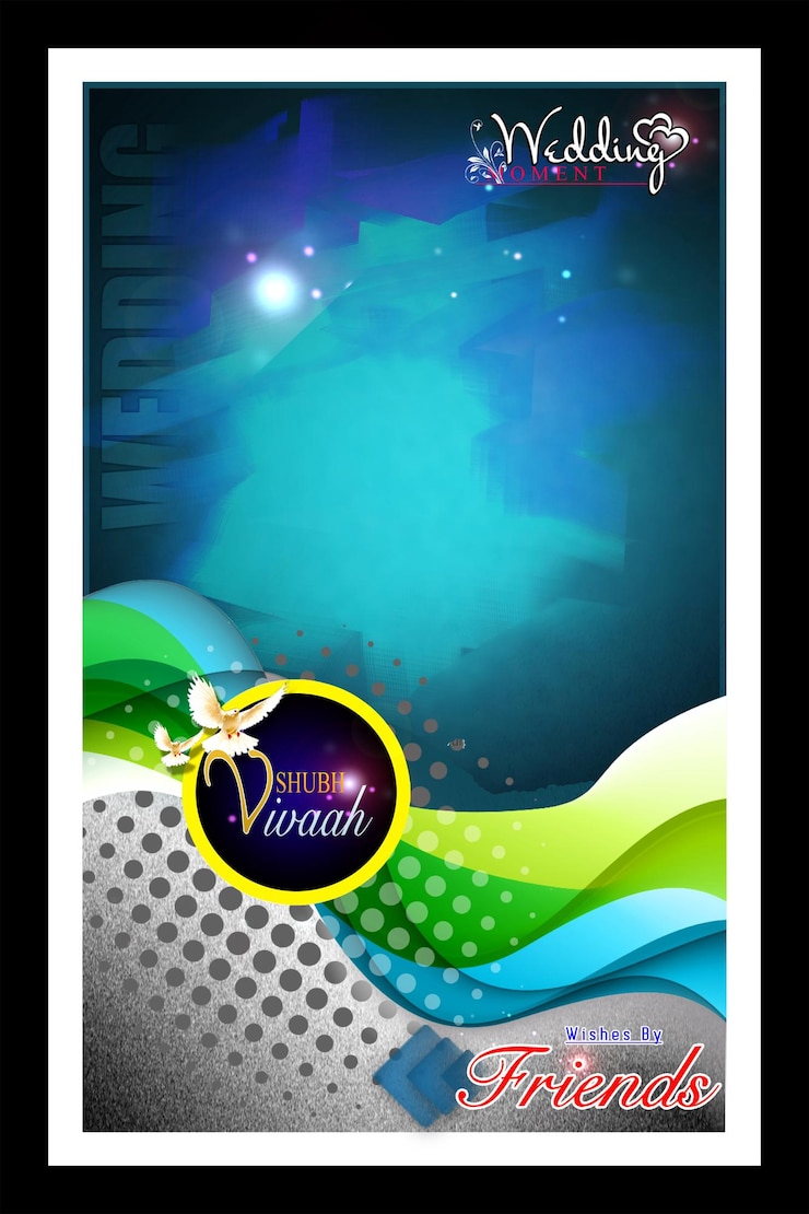 PSD plakat na niebieskim tle wedding frame design