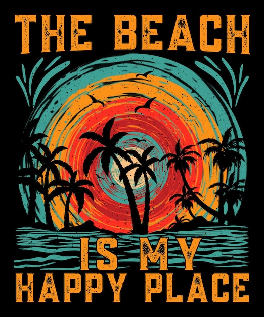 Plakat na plażę to moje miejsce T-shirt Design Summer T-shirt