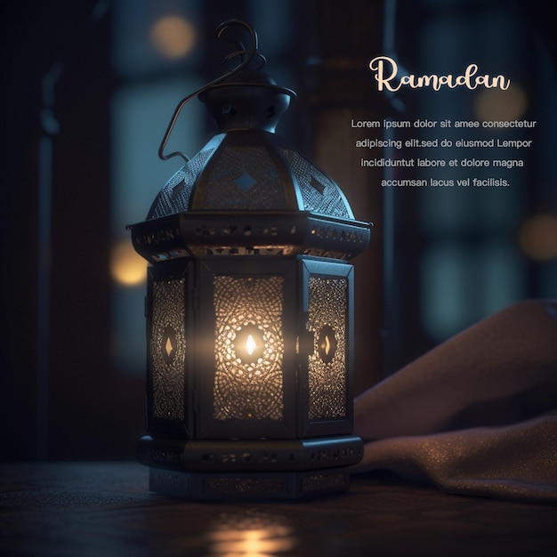 Plakat na ramadan z lampą
