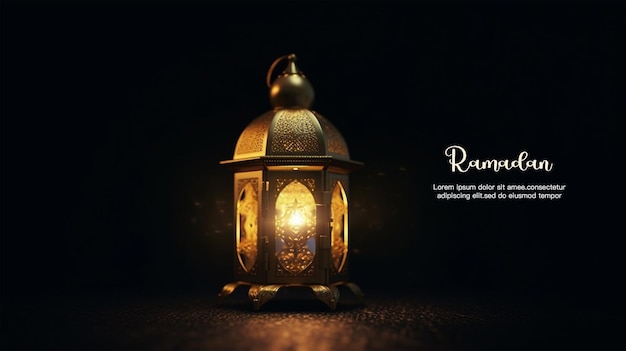 Plakat na ramadan z latarnią w ciemności