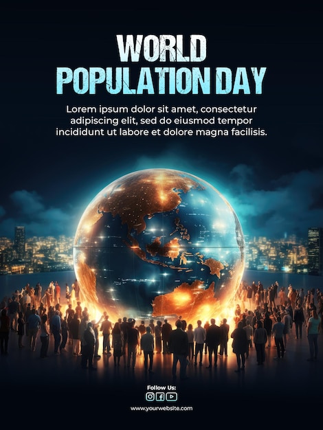 PSD plakat psd światowego dnia ludności wiele osób widzi problem światowej populacji