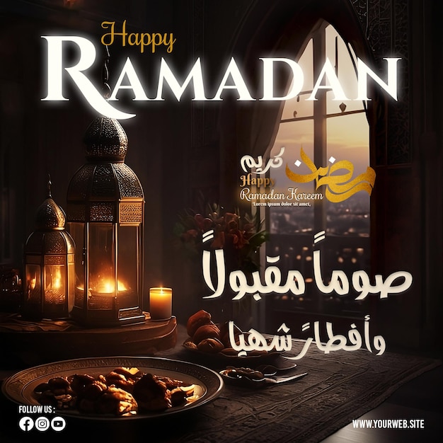 Plakat Ramadanu Z Zdjęciem Pięknych Latarni