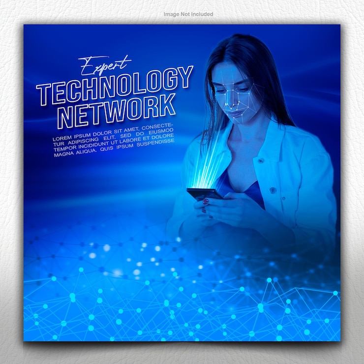 PSD plakat sieci technologicznej w mediach społecznościowych