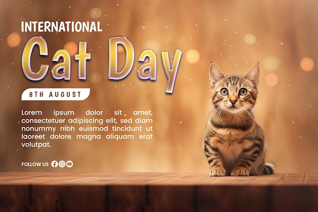 PSD plakat szczęśliwego międzynarodowego dnia kota