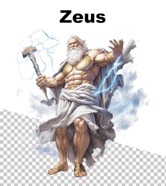 Plakat Z Bogiem Zeusem I Napisem Zeus Na Górze