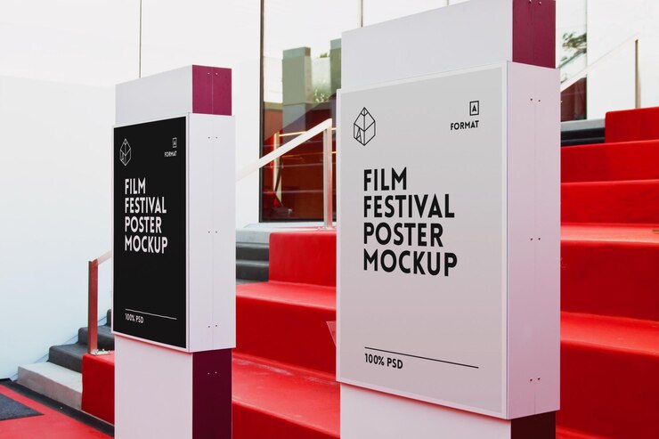 PSD plakat z festiwalu filmowego mock-up