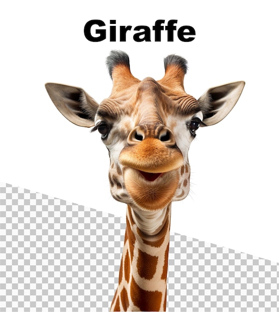Plakat z głową żyrafy z napisem Giraffe na górze