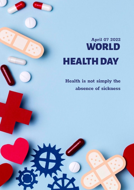 PSD plakat z plakatem mówiącym światowy dzień zdrowia