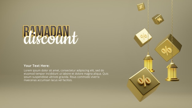 Plakat Ze Zniżką Ramadan Kareem Z Renderowaniem Procentowym 3d