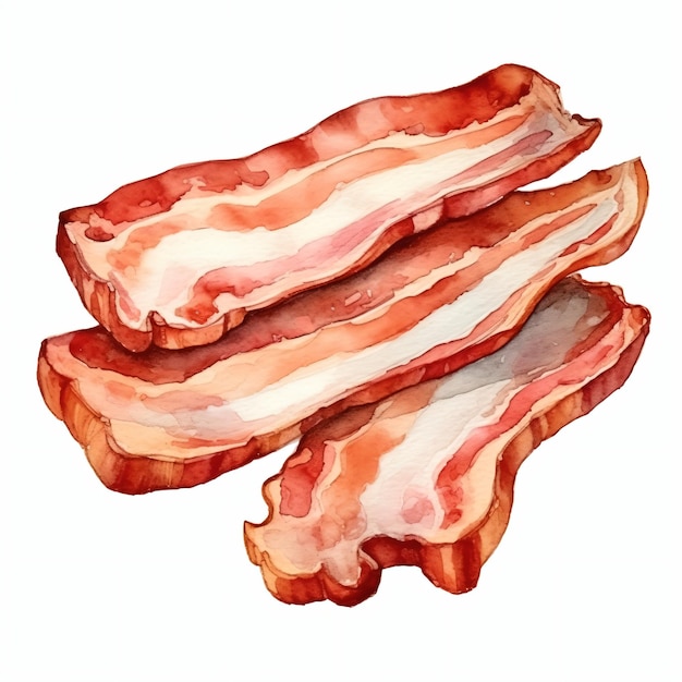 Plakje bacon geïsoleerde waterverf