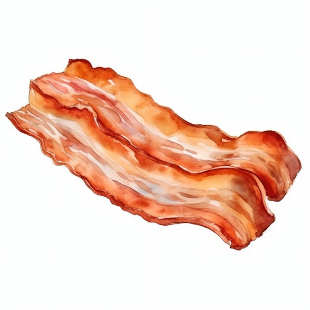 Plakje bacon geïsoleerde waterverf