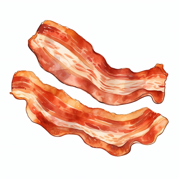 Plakje bacon geïsoleerde waterverf