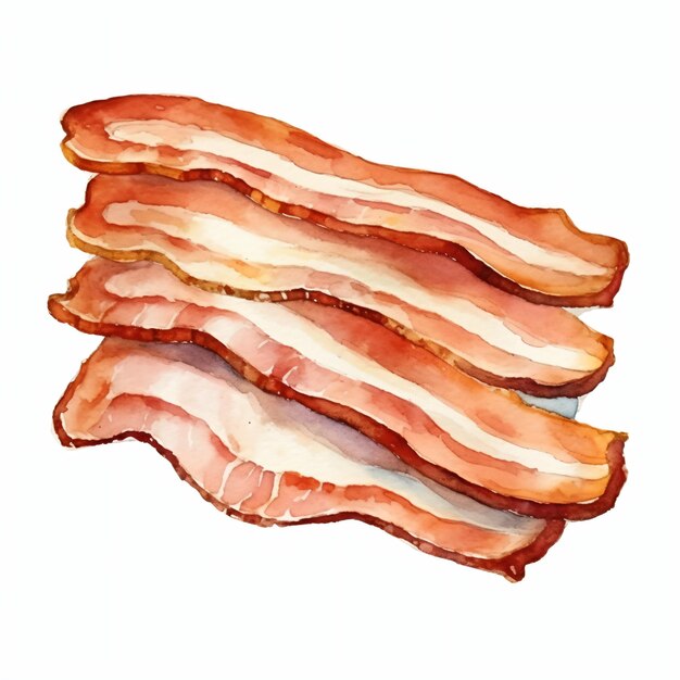 Plakje bacon geïsoleerde waterverf