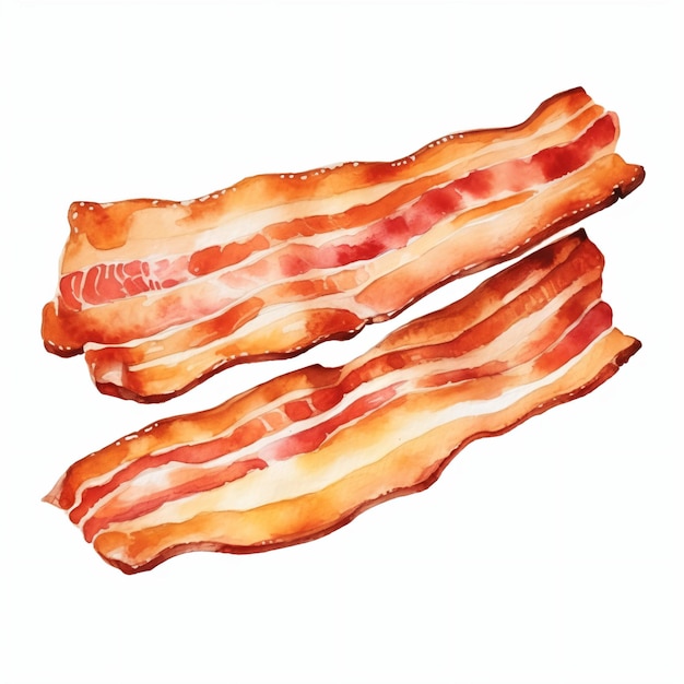 Plakje bacon geïsoleerde waterverf