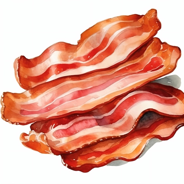 Plakje bacon geïsoleerde waterverf