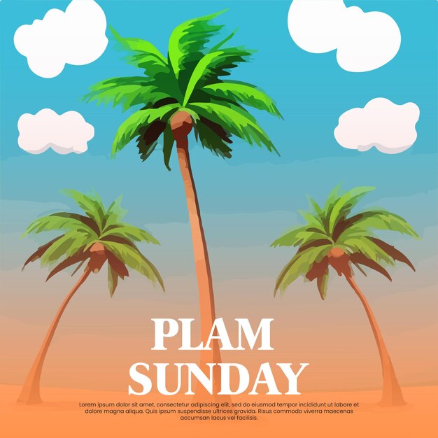 Plam sunday social media template for instagram post feed