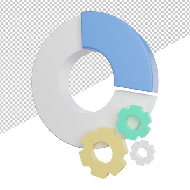 PSD plan strategy percentage side view icon 3d rendering illustration on transparent background