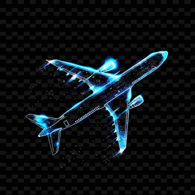 PSD a plane with a blue light on it is made by a 3d model