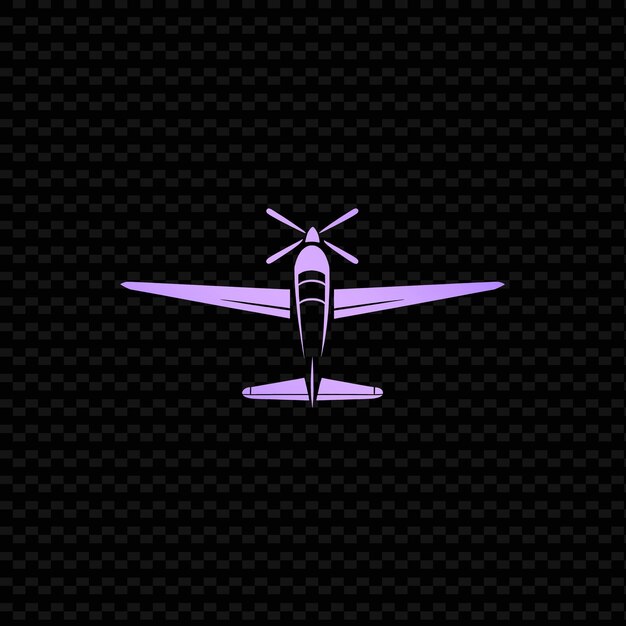 PSD a plane with a purple wings on a black background