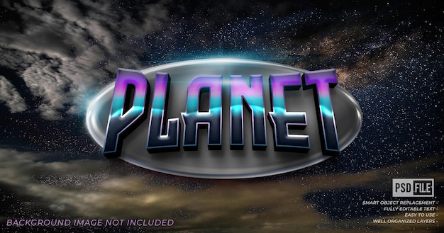 Planeet aangepast logo glanzend bewerkbaar teksteffect in 3D-stijl