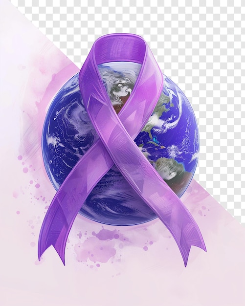 Planeet aarde in paarse lint kankerbewustzijn kunst