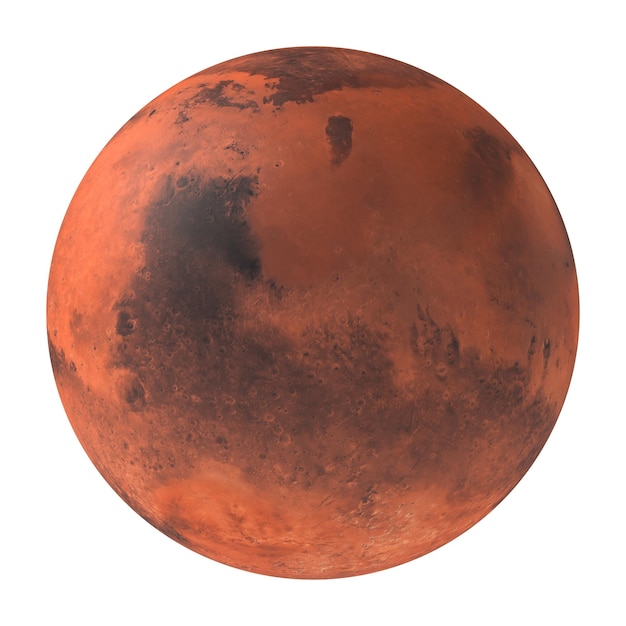 Planeet Mars, de rode planeet geïsoleerd op transparante achtergrond 3D-rendering
