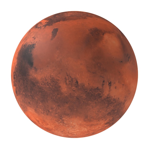 PSD planeet mars, de rode planeet geïsoleerd op transparante achtergrond 3d-rendering