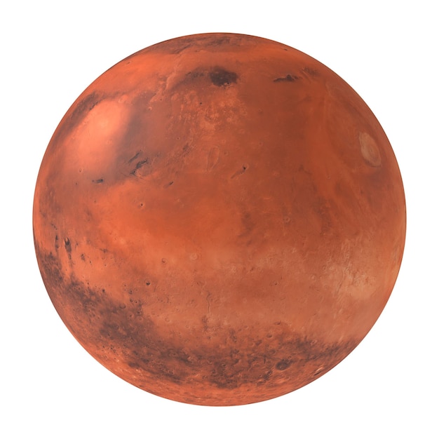 PSD planeet mars, de rode planeet geïsoleerd op transparante achtergrond 3d-rendering