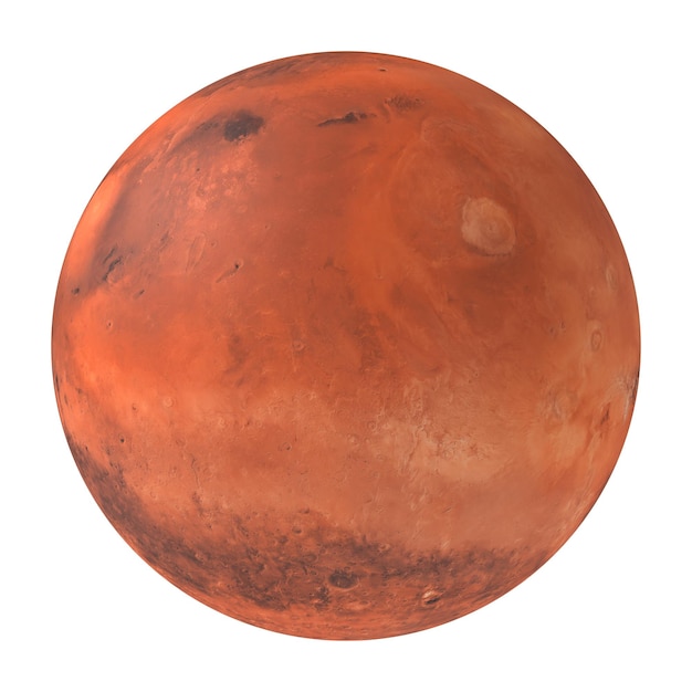 Planeet Mars, de rode planeet geïsoleerd op transparante achtergrond 3D-rendering