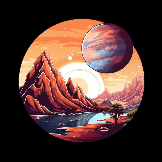 planet art illustrations for stickers tshirt design poster etc